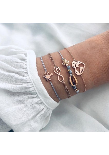 BX332 31 Stil Boho Karışık Altın Nabız Ay Yapraklar Alfabe Kaplumbağa Kanatlar Yusufçuk Kabuk Kristal Bilezik Seti Bileklik Aksesuarları (Yurt Dışından)