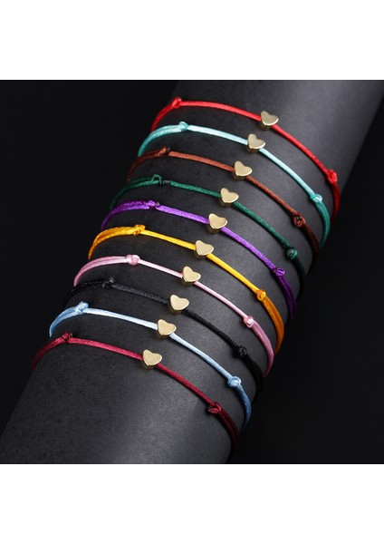 16-25CM Ayarlanabilir Stil Kırmızı Kadın Kızlar Için Altın Rengi Kalp Hematit Enerji Taşı Şans Kolye El Yapımı Çok Renkli Ipek Kordon Ayarlanabilir Dize Bilezikler (Yurt Dışından)