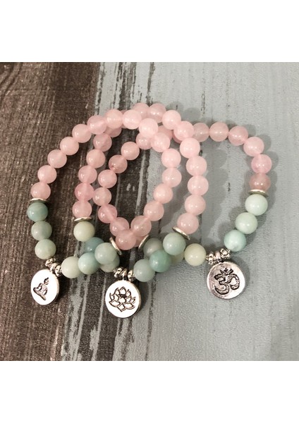 20CM Tarzı Buda Bilezik Buda Lotus Kadın Gül Kuvars Boncuklu Yoga Itme Pembe Taş Bilezik (Yurt Dışından)