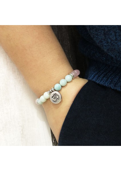 20CM Tarzı Buda Bilezik Buda Lotus Kadın Gül Kuvars Boncuklu Yoga Itme Pembe Taş Bilezik (Yurt Dışından)