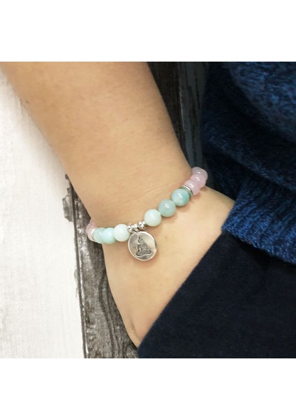 20CM Tarzı Buda Bilezik Buda Lotus Kadın Gül Kuvars Boncuklu Yoga Itme Pembe Taş Bilezik (Yurt Dışından)