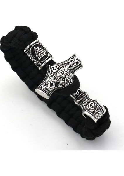 21CM Tarzı No.27 Boyutu Thor'un Çekici Mjolnir Bilezik Viking Iskandinav Kuzey Viking Bilezik Rune Tılsım Boncuk Takı Erkek Kadın Bilezikler Bilezikler (Yurt Dışından)