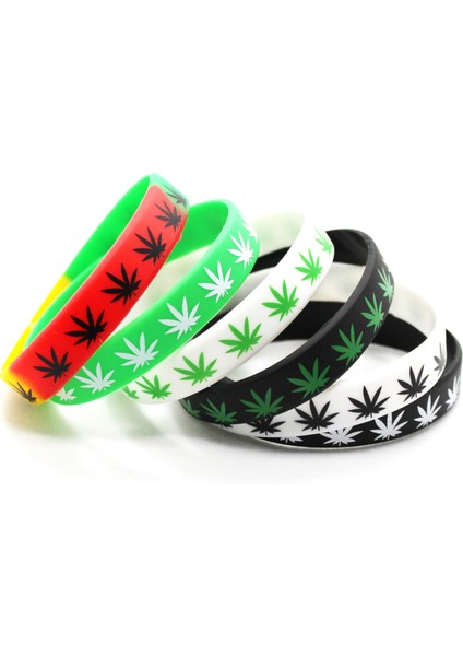 Yeşil Moda Sıcak 1 Adet Akçaağaç Yaprağı Bileklik Reggae Silikon Bilezikler Siyah Beyaz Renk Bilezik Takı Lastik Yüzük Bilek Askısı (Yurt Dışından) modelleri