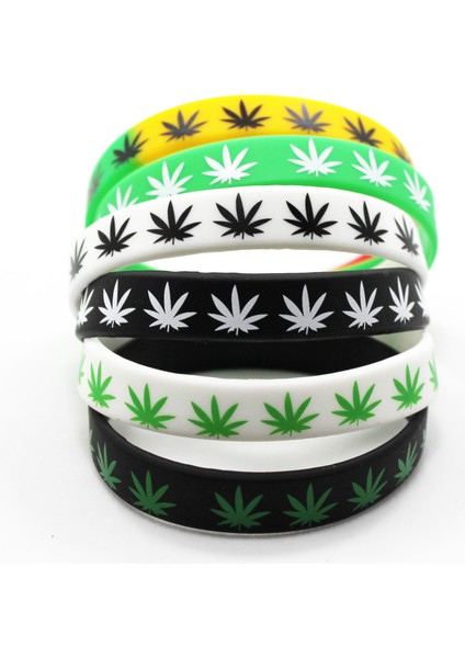 Yeşil Moda Sıcak 1 Adet Akçaağaç Yaprağı Bileklik Reggae Silikon Bilezikler Siyah Beyaz Renk Bilezik Takı Lastik Yüzük Bilek Askısı (Yurt Dışından) fırsatları