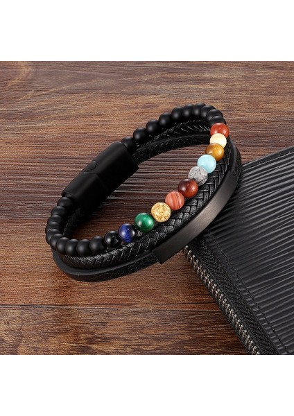 18CM Tarzı Yeşil Ejderha Moda Yeni 6mm Doğal Taş Erkek Bileklik Çok Katmanlı Lüks Stil El Yapımı Örgülü Deri Paslanmaz Çelik Bilezik Erkekler Hediye (Yurt Dışından) fiyatları