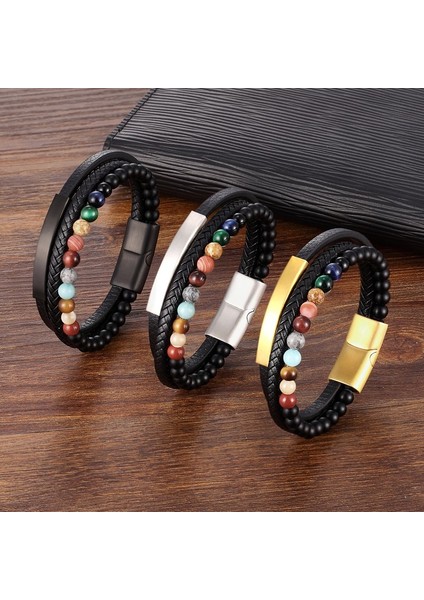 18CM Tarzı Yeşil Ejderha Moda Yeni 6mm Doğal Taş Erkek Bileklik Çok Katmanlı Lüks Stil El Yapımı Örgülü Deri Paslanmaz Çelik Bilezik Erkekler Hediye (Yurt Dışından) modelleri