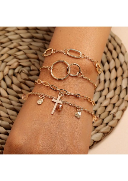 BX312 31 Stil Boho Karışık Altın Nabız Ay Yapraklar Alfabe Kaplumbağa Kanatlar Yusufçuk Kabuk Kristal Bilezik Seti Bileklik Aksesuarları (Yurt Dışından)