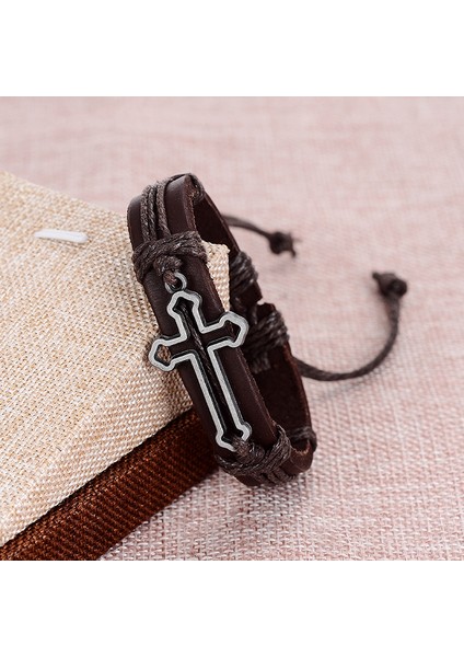 SL312 Hesiod Punk Gerçek Deri Bilezik Erkek Paslanmaz Çelik Çok Katmanlı Örme Halat Bileklik Unisex Takı Için (Yurt Dışından)