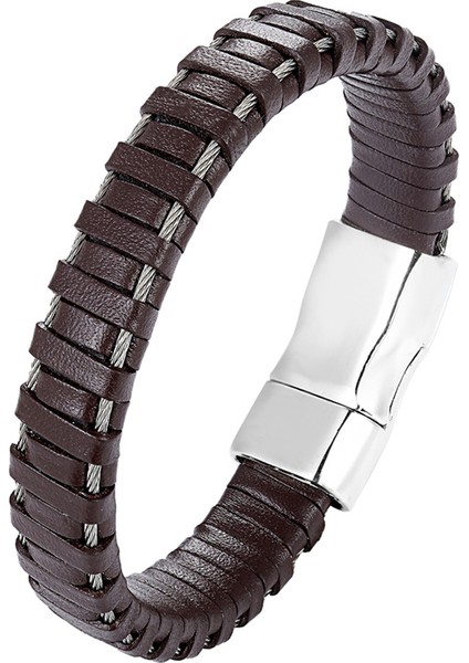 21CM Tarzı Bxg-86 Ccd Moda Hakiki Deri Bileklik Erkek Paslanmaz Çelik Bilezikler Bayanlar Örme Halat Zinciri Erkek Takı Hediye (Yurt Dışından) fiyatları