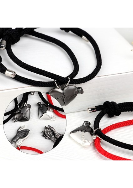 Kalbi Kırık 2 Sevgili Hediye Maskot Moda Kırmızı Siyah Ipler Çift Bileklik Uzun Mesafe Aşk Takı Çift Takı Dikiş Kolye (Yurt Dışından) fiyatları