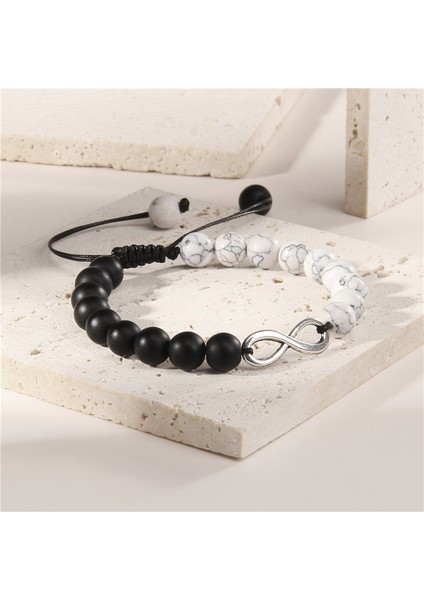 Ayarlanabilir Stil No.1 El Yapımı Siyah Halat Örgü Bilezik Şanssız Sınırsız Büyü Beyaz Boncuklu Sonsuzluk Bileklik Sevgililer Dilek Takısı Hediye (Yurt Dışından) modelleri