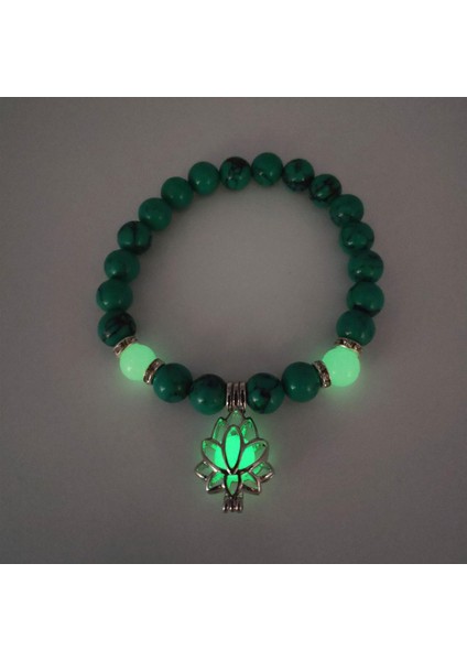 No.6 Boyutu Kadın Erkek Için Parlak Doğal Taş Bileklik, Karanlıkta Parlayan Takı, Lotus Fil Floresans Moda Bilezikler (Yurt Dışından)