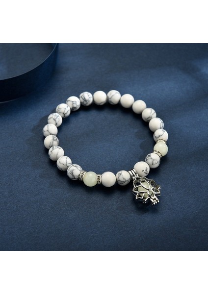 No.6 Boyutu Kadın Erkek Için Parlak Doğal Taş Bileklik, Karanlıkta Parlayan Takı, Lotus Fil Floresans Moda Bilezikler (Yurt Dışından) modelleri