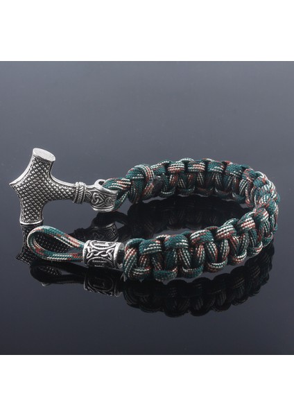 Siyah Tabanca Kaplama Eski Kuzey Viking Erkek Bilezikleri Thor Mjolnir Çekiç Paracord Tılsım Runik Boncuklar El Yapımı Halat Sarma Iskandinav Bilezikler Hediye (Yurt Dışından) modelleri