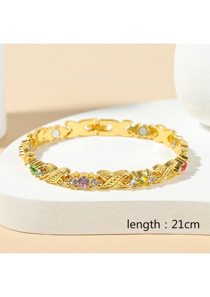 No.2 Boyutu 1 Adet Moda Enerji Manyetik Bilezik Yaratıcı Altın Rengi Parlak Taşlı Kadın Erkek Örgü Bilezik Takı Hediye (Yurt Dışından)