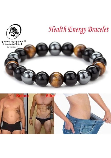 10 mm Yeni Doğal Obsidyen Hematit Kaplan Gözü Boncuklu Erkek Bileklik Manyetik Sağlık Koruma Kadın Ruh Takısı Pulse Hombre (Yurt Dışından) modelleri
