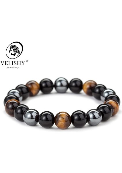 10 mm Yeni Doğal Obsidyen Hematit Kaplan Gözü Boncuklu Erkek Bileklik Manyetik Sağlık Koruma Kadın Ruh Takısı Pulse Hombre (Yurt Dışından) indirimleri