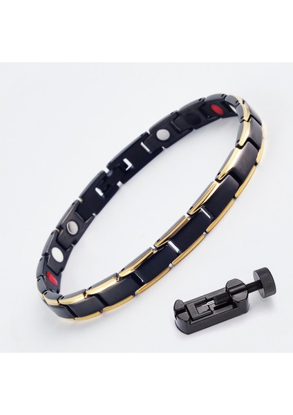 21CM Tarzı Siyah Altın W Aracı Kadın Erkek Sağlık Bakımı Için 7mm Genişliğinde Manyetik Bilezik Paslanmaz Çelik Erkek Bilezikler Bileklikler Germanium Bilezik (Yurt Dışından)