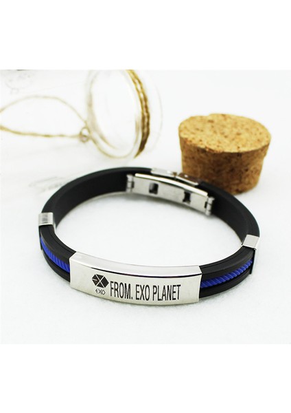 19CM Tarzı Portakal Kpop Exo'dan Exo Gezegeni Spor Silikon Titan Çelik Bileklikler Kadınlar ve Erkekler Takı Çift Bileklik Pulseras (Yurt Dışından) modelleri