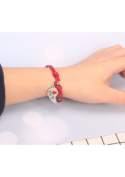 B0049-2 Çift Moda Bileklikler Kadınlar ve Erkekler Için Paslanmaz Çelik Kalp Ikili Yarım Bileklik Moda Takı Hediyeler (Yurt Dışından)