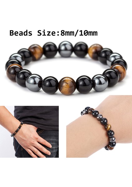 10 mm Göztaşı & Hematit & Siyah Obsidyen Taş Boncuk Bilezik Erkek Bilezik Takı Hediye (Yurt Dışından) indirimleri