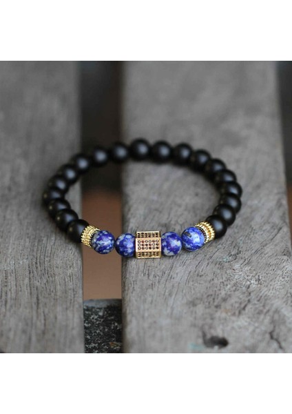 S180MM Stili E Erkek Bileklik Doğal Kaplan Gözü Taşı Boncuk Lapis Lazuli Taşları Difüzör Bilezikler Erkek Takı Hediye (Yurt Dışından)