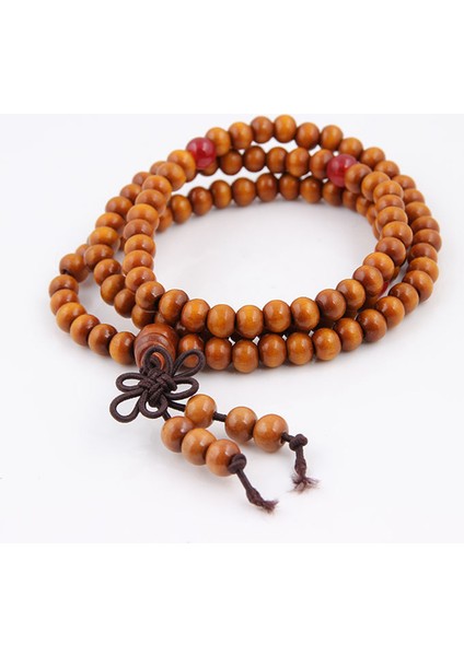 No.2 Boyutu 108 Boncuk 6mm Doğal Sandal Ağacı Budist Buda Ahşap Bileklik Kadın Erkek Düğüm Meditasyon Dua Bilezik Takı Bijuteri (Yurt Dışından)