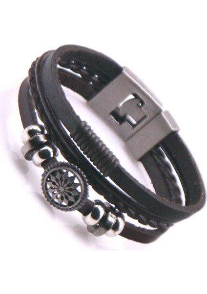 NSMT29 Bohem Tarzı Türk Gözleri Deri Bilezik Seti Erkek ve Kadınlar Için Vintage Dokuma El Yapımı Pulseras Moda Takı Yeni (Yurt Dışından)