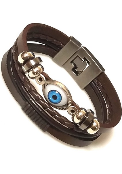 NSMT29 Bohem Tarzı Türk Gözleri Deri Bilezik Seti Erkek ve Kadınlar Için Vintage Dokuma El Yapımı Pulseras Moda Takı Yeni (Yurt Dışından)