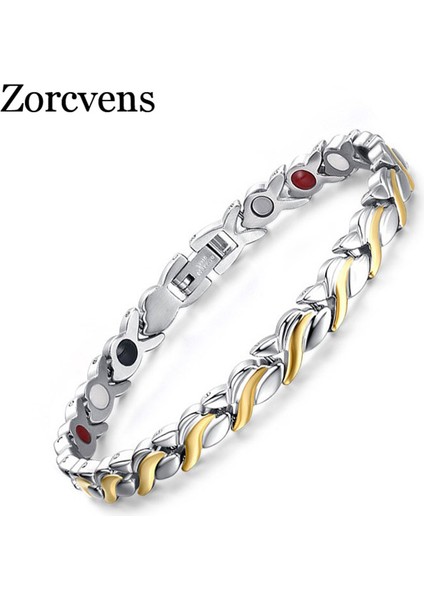 20.5cm Tarzı Altın Rengi Kadınlar Için Ayarlanabilir Uzunluklu Sağlık Manyetik Bilezik Paslanmaz Çelik Almanya Taşlı El Zinciri (Yurt Dışından) fiyatları