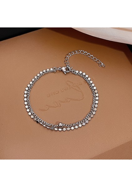 S134Y Popüler Kişilik Gelişmiş Inci Bilezik Kadın Azınlık Tasarımı Net Kırmızı Moda Karakter Titanyum Çelik Bilezik (Yurt Dışından)