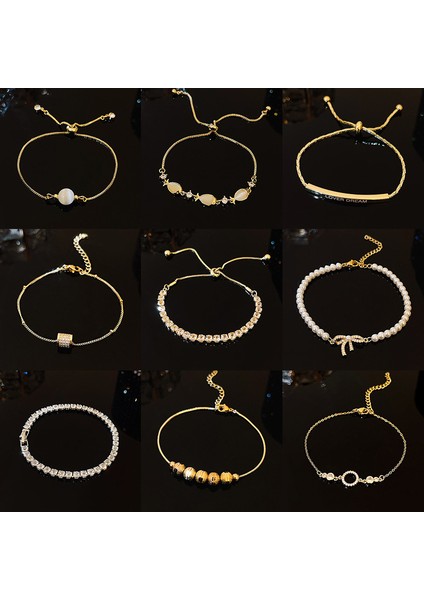 S134Y Popüler Kişilik Gelişmiş Inci Bilezik Kadın Azınlık Tasarımı Net Kırmızı Moda Karakter Titanyum Çelik Bilezik (Yurt Dışından) fırsatları