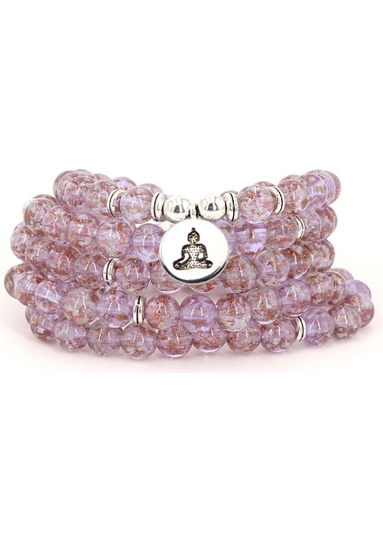 Om 108 Valiz Bilezik Kadın Aksesuarları Mor Kristal Çanta Bilezik Aydınlık Taş Meditasyon Bileziği Takı (Yurt Dışından)