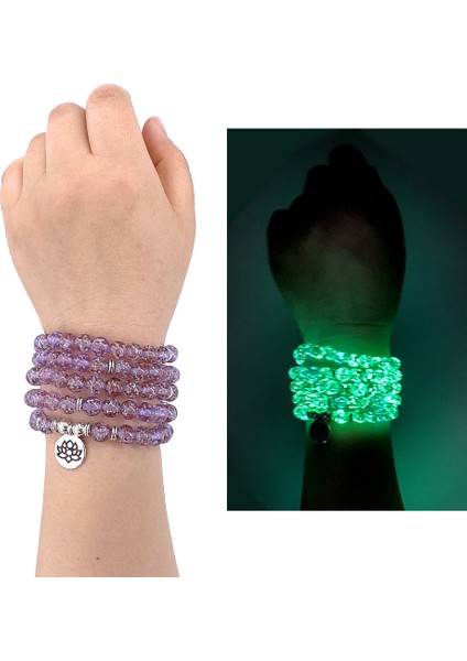 Om 108 Valiz Bilezik Kadın Aksesuarları Mor Kristal Çanta Bilezik Aydınlık Taş Meditasyon Bileziği Takı (Yurt Dışından) modelleri