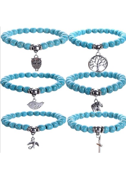 Fil Doğal Howlite Taş Filbaykuşyaşam Ağacıkuşçapraz Şans Bileklik Kadınlar Için Hayvan Şans Bileziği Takı Z233 (Yurt Dışından) fiyatları