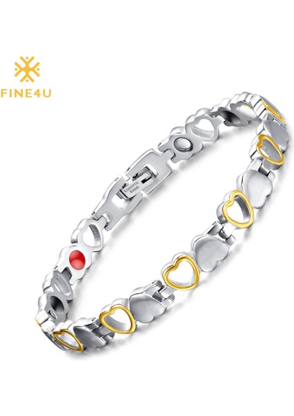 21CM Tarzı Kalp2 FINE4U B080 Kalp Şekilli Sağlık Manyetik Bileklik Kadınlar Için 316L Paslanmaz Çelik Bilezikler ve Kolyeler Sağlık Germanium ile (Yurt Dışından) fiyatları