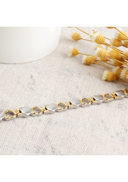 21CM Tarzı Kalp2 FINE4U B080 Kalp Şekilli Sağlık Manyetik Bileklik Kadınlar Için 316L Paslanmaz Çelik Bilezikler ve Kolyeler Sağlık Germanium ile (Yurt Dışından) indirimleri