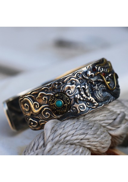 A6665-KIRMIZI Erkek Klasik Moda Hükmeden Ejderha Bileklik Kişilik Geniş Bilezik Retro Tarz Hediye (Yurt Dışından) fırsatları