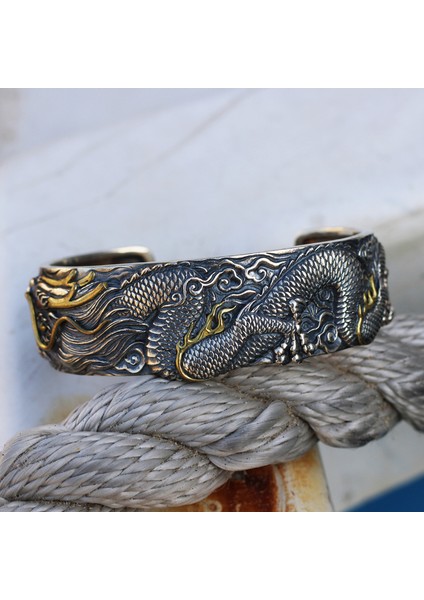 A6665-KIRMIZI Erkek Klasik Moda Hükmeden Ejderha Bileklik Kişilik Geniş Bilezik Retro Tarz Hediye (Yurt Dışından) indirimleri