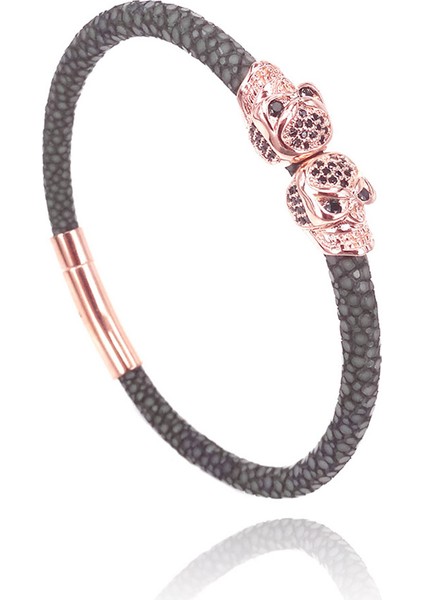 18CM Tarzı Saf Altın Rengi Northskull Paslanmaz Çelik Ikiz Kafatası Bilezikler Gerçek Deri Vatoz Bileziği Erkek Kadın Lüks Saat Aksesuarları Için Uygun (Yurt Dışından) indirimleri