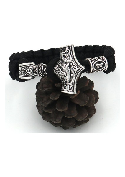 21CM Tarzı No.3 Boyutu Thor'un Çekici Mjolnir Bilezik Viking Iskandinav Kuzey Viking Bilezik Rune Tılsım Boncuk Takı Erkek Kadın Bilezikler Bilezikler (Yurt Dışından)