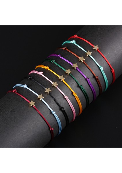 Altın Yıldız Stili Mor Küçük Altın Yıldızlı Charm Ayarlanabilir Siyah Kırmızı Mavi Kahverengi Yeşil Sarı Pembe Mor Kordon Bilezik ve Ayak Bileziği Kadın (Yurt Dışından) fiyatları