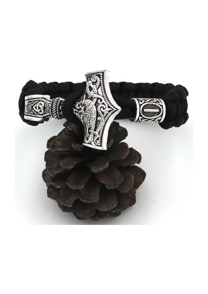 21CM Tarzı No.21 Boyutu Thor'un Çekici Mjolnir Bilezik Viking Iskandinav Kuzey Viking Bilezik Rune Tılsım Boncuk Takı Erkek Kadın Bilezikler Bilezikler (Yurt Dışından)