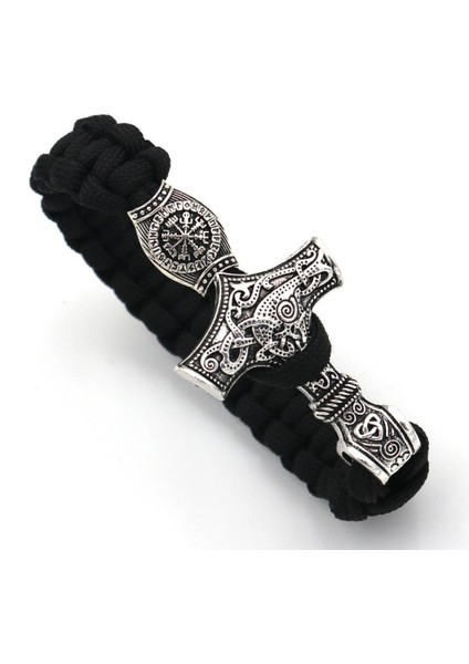 21CM Tarzı No.24 Boyutu Thor'un Çekici Mjolnir Bilezik Viking Iskandinav Kuzey Viking Bilezik Rune Tılsım Boncuk Takı Erkek Kadın Bilezikler Bilezikler (Yurt Dışından) fırsatları