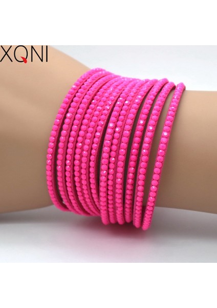 No.1 Boyutu Yeni Moda El Yapımı Kırmızı Kristal Deri Kadın Bilezikler Mozaik Taşlı Charm Bileklik Takı Arkadaşa Hediye (Yurt Dışından) modelleri