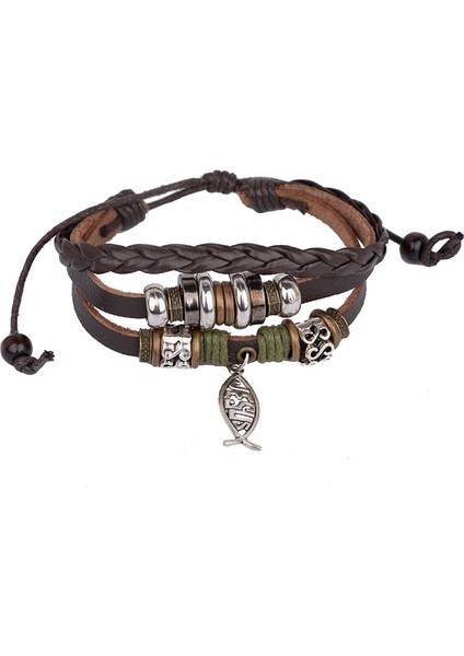 Ah Kadınlar Için Bohem Bilezikler Boho Wrap El Yapımı Örgülü Gerçek Deri Erkek Bileklik Ayarlanabilir Rahat Takı (Yurt Dışından)