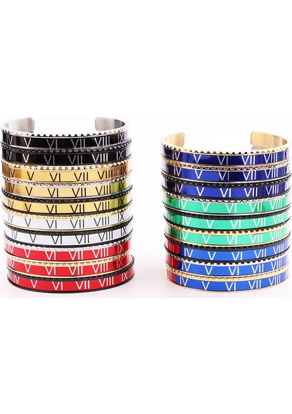 23. Altın Siyah Yüksek Takı Bilezik 316L Paslanmaz Çelik Renkli Roma Rakamlı Kolluk Bilezik Erkek Hediye (Yurt Dışından) fiyatları