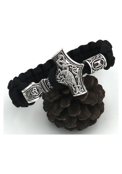 21CM Tarzı No.22 Boyutu Thor'un Çekici Mjolnir Bilezik Viking Iskandinav Kuzey Viking Bilezik Rune Tılsım Boncuk Takı Erkek Kadın Bilezikler Bilezikler (Yurt Dışından)