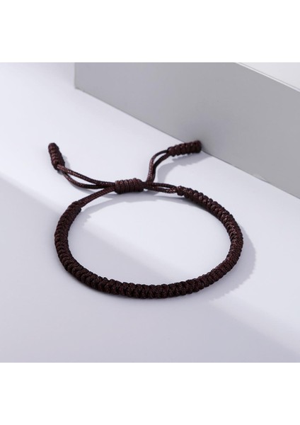 Kahverengi Sarı Kırmızı Naylon Iplik Bileklik Tibet Buddist El Dokuması Örme Ip Düğümleri Bilezikler Dua Kolye Takı Sevgili Bileklikler (Yurt Dışından)