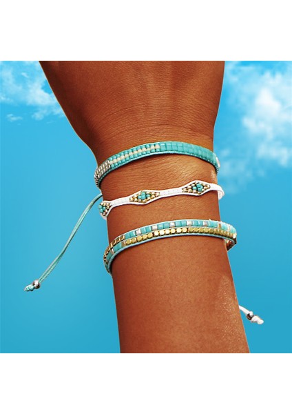 FOV874A2 Kadınlar Için El Yapımı Dokuma Taş Boncuklu Boho Bilezikler Çok Katmanlı Sarma Bilezik Armband Şans Bileziği Pulseras Mujer (Yurt Dışından) fırsatları